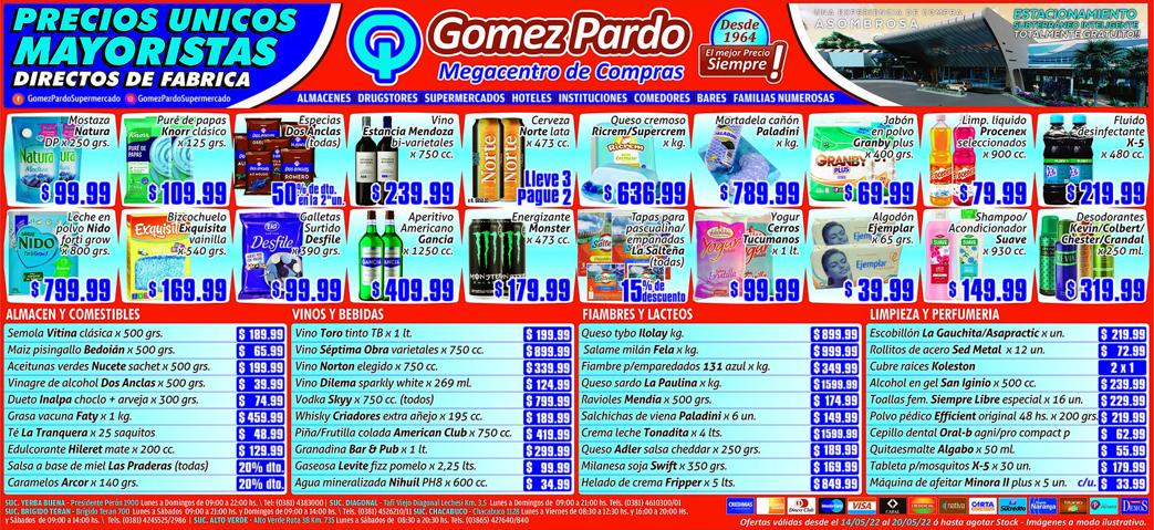 Catálogo Gomez Pardo en San Miguel de Tucumán | Aviso sábado | 15/5/2022 - 20/5/2022