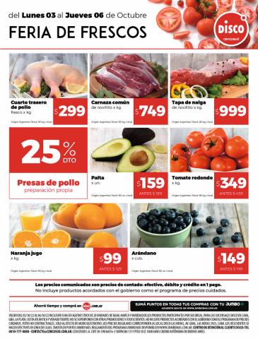 Ofertas de Hiper-Supermercados en Mar del Plata | FERIA DE FRESCOS de Disco | 3/10/2022 - 6/10/2022