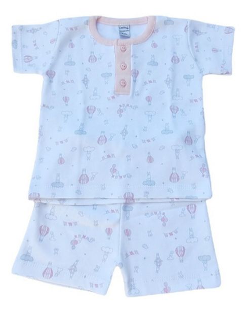 Oferta de Conjunto Pijama Bebe Short Y Remera Estamp.conejitos Nubes por $2200
