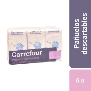 Oferta de Pañuelos descartables Carrefour pocket 6 u. por $129,27 en Carrefour
