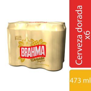 Oferta de Cerveza dorada Brahma lata 473 cc. x 6 uni por $1635 en Carrefour