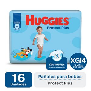 Oferta de Pañales Huggies talle XG protect plus 16 uni. por $990,8 en Carrefour