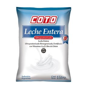Oferta de Leche Entera COTO Sachet 1 L por $234 en Coto