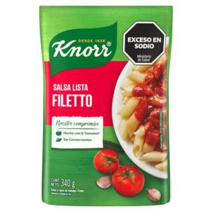 Oferta de Salsa Lista Knorr Filetto 340 gr por $113,74 en Supermercados Comodin