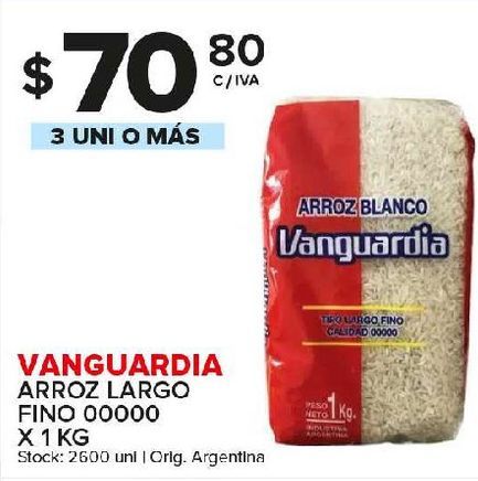 Oferta de Arroz largo Vanguardia 1kg por $70,8