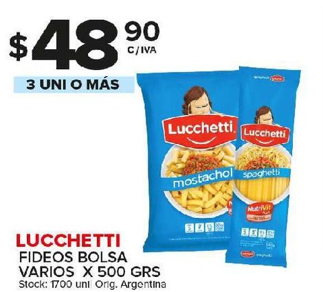 Oferta de Fideos Lucchetti 500g por $48,9