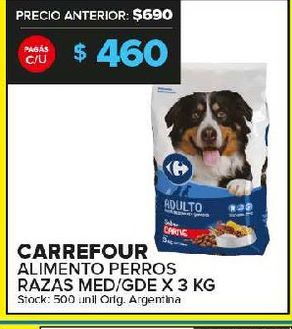 Oferta de Alimento perros Carrefour 3kg por $460