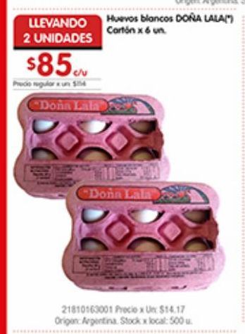 Oferta de Huevos Blancos Doña Lala  por $85