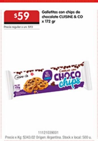 Oferta de Galletas con Chips de Chocolate Cuisine por $59