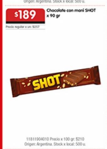 Oferta de Chocolate con Mani Shot  por $189
