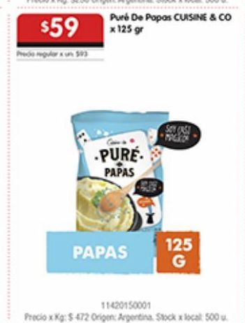 Oferta de Puré de papas Cuisine & Co  por $59