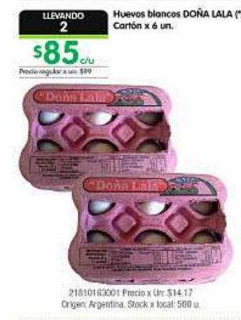Oferta de Huevos Blancos Doña Lala  por $85