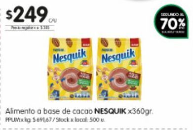Oferta de Cacao en polvo Nesquik 360g por $249