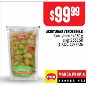 Oferta de Aceitunas Verdes M&K 180g por $99,99