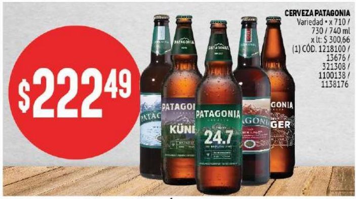 Oferta de Cerveza Patagonia 740ml por $222,49