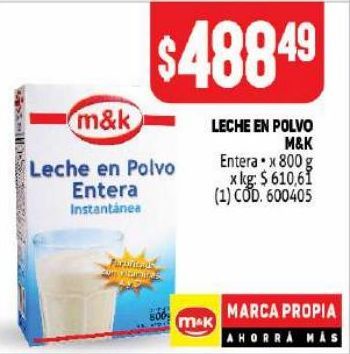Oferta de Leche en polvo M&K 800g por $488,49