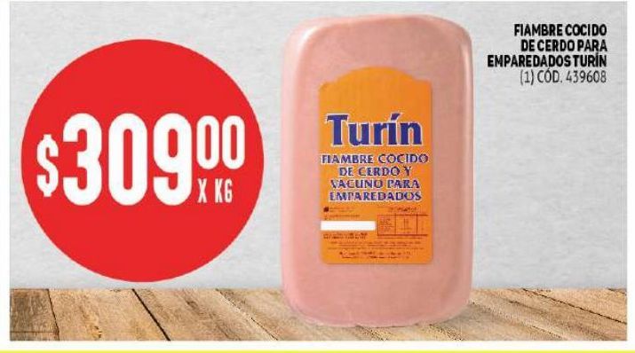 Oferta de Fiambre Cocido de Cerdo para emparedados Turín kg por $309