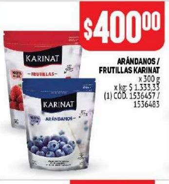Oferta de Arándanos / Frutillas Karinat 300g por $400