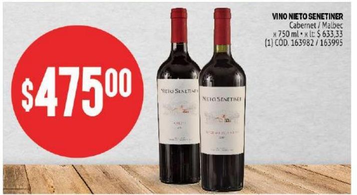 Oferta de Vino Nieto Senetiner 750ml por $475