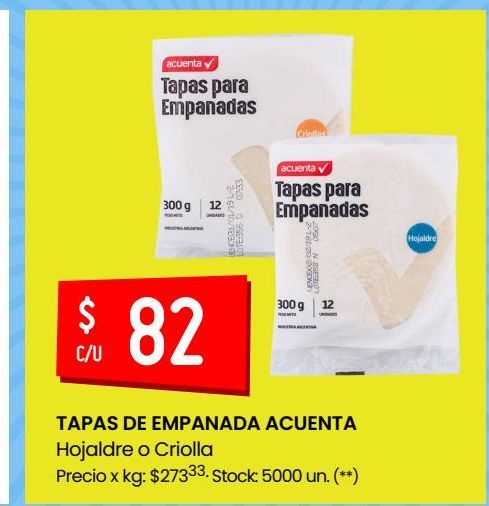 Oferta de Tapas en Empanada Acuenta por $82