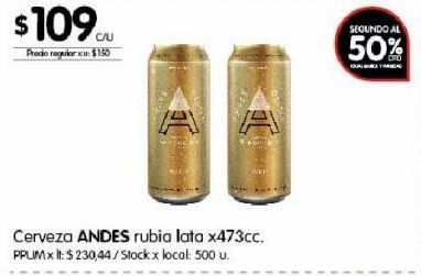 Oferta de Cerveza Andes 473cc por $109