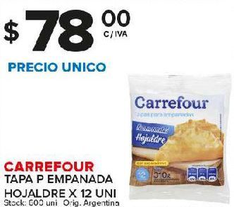 Oferta de Tapa empanada hojaldre Carrefour 12uni por $78