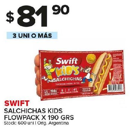 Oferta de Salchichas kids Swift 190g por $81,9