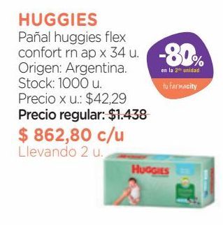 Oferta de Pañal huggies flex confort rn ap x 34 u. por $862,8