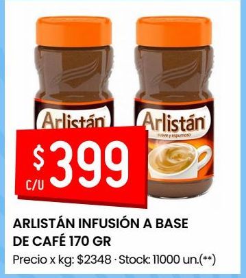 Oferta de ARLISTÁN INFUSIÓN A BASE DE CAFÉ 170 GR por $399