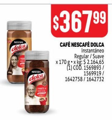 Oferta de Café Nescafé Dolca 170g por $367,99