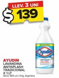 Oferta de Lavandina Ayudin x 1L por $139 en Carrefour Maxi