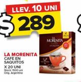 Oferta de Café La Morenita en saquitos x 20uni por $289 en Carrefour Maxi