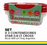 Oferta de Set de 3 contenedores Star 0,8L Cross en Carrefour Maxi