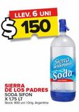 Oferta de Soda Sierra de los Padres sifon x 1,75L por $150 en Carrefour Maxi