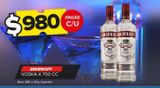 Oferta de Vodka Smirnoff x 700cc por $980 en Carrefour Maxi