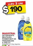 Oferta de Detergente mutiuso Magistral power bot vs fragancias x 300cc por $190 en Carrefour Maxi