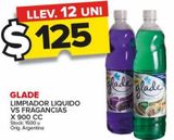 Oferta de Limpiador líquido Glade vs fragancias x 900cc por $125 en Carrefour Maxi