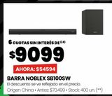 Oferta de BARRA NOBLEX SB100SW por $54594 en Changomas