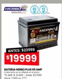 Oferta de BATERIA HERBO PLUS 65 AMP por $19999 en Changomas
