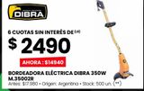 Oferta de BORDEADORA ELÉCTRICA DIBRA 350W M.35002R por $14940 en HiperChangomas