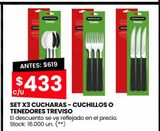 Oferta de SET X3 CUCHARAS - CUCHILLOS O TENEDORES TREVISO por $433 en HiperChangomas