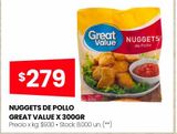 Oferta de Nuggets de pollo great value x 300g por $279 en HiperChangomas