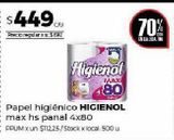 Oferta de Papel higiénico Higienol 4x80 por $449 en Disco