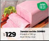 Oferta de Jamón cocido Jumbo 100g por $129 en Disco