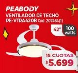Oferta de Ventilador de techo Peabody por $5699 en Naldo Lombardi
