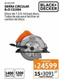 Oferta de Sierra Circular Black & Decker 1400W 184mm CS1004 por $24599 en Cetrogar
