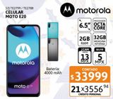 Oferta de Celular Motorola E20 6.5" 2/32 Azul por $33999 en Cetrogar