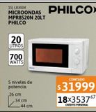 Oferta de Microondas MPR8520N 20lt Philco por $31999 en Cetrogar