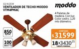 Oferta de Ventilador de Techo Moddo 4P M Luz VTM4PMAC Cedro por $31599 en Cetrogar