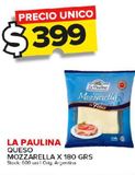 Oferta de Queso Mozzarella La paulina 180g por $399 en Carrefour Maxi